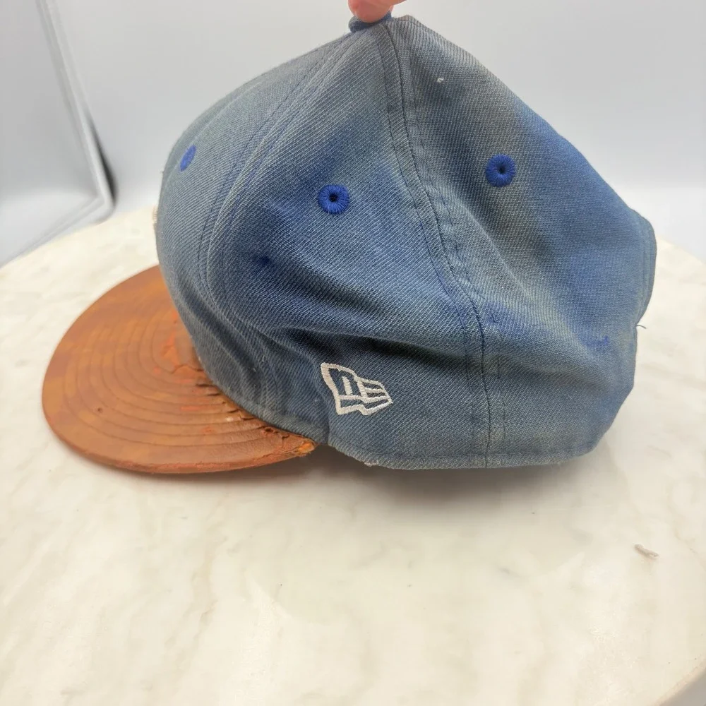 VTG New Era‎ Kansas City Royals Hat Mens M/L Blue 9FIFTY Snapback Faux Leather